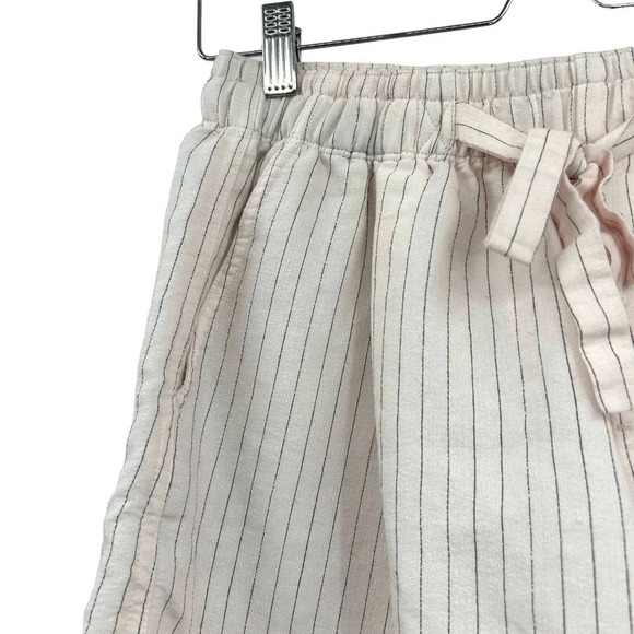 Vince Pencil-stripe Drawstring Linen Blend Shorts in Pink Size Small - Picture 3 of 8